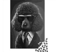 Puzzle carré de 500 pièces représentant Un Caniche Noir, en Bois, pour Adultes et décoration intérieure (52 x 38 cm).