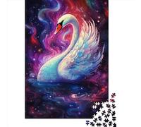 Puzzle carré de 500 pièces représentant Un Cygne, en Bois, pour Adultes et Enfants (52 x 38 cm).