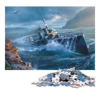 Puzzle carré de 500 pièces représentant Un Destroyer Italien, en Bois, pour Adultes et décoration intérieure (52 x 38 cm).
