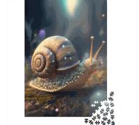Puzzle carré de 500 pièces représentant Un Escargot, en Bois, pour Adultes et Enfants. Idée Cadeau de Noël. 500 pièces (52 x 38 cm).
