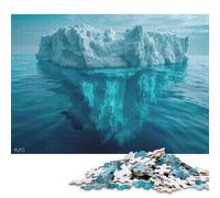 Puzzle carré de 500 pièces représentant Un Iceberg dans des eaux Bleues, pour Adultes, Puzzle en Bois, Jeu de Manipulation, 500 pièces (52 x 38 cm)