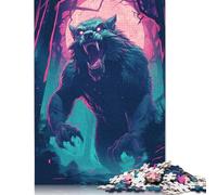 Puzzle carré de 500 pièces représentant Un Loup-Garou en Chasse, pour Adultes et Enfants, idéal comme Cadeau de Noël (52 x 38 cm).