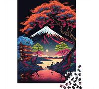 Puzzle carré de 500 pièces représentant Un Paysage Japonais (52 x 38 cm) en Bois, idéal pour Adultes et Jeux éducatifs en Famille.