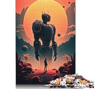 Puzzle carré de 500 pièces représentant Un Robot rétro futuriste pour Adultes et Enfants, idéal comme Cadeau de Noël (52 x 38 cm).