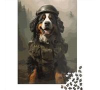 Puzzle carré de 500 pièces représentant Un Soldat de Montagne Bernois, en Bois, pour Adultes et Toute la Famille (52 x 38 cm).