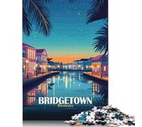 Puzzle carré de 500 pièces représentant Une Affiche de Voyage de Bridgetown à la Barbade pour Adultes, Jeu éducatif en Bois pour Enfants (500 pièces, 52 x 38 cm)