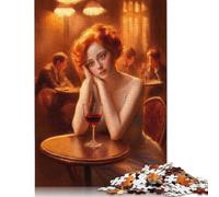 Puzzle carré de 500 pièces représentant Une Femme Assise à Une Table pour Adultes, Puzzle en Bois, Jouet éducatif et éducatif (500 pièces, 52 x 38 cm)