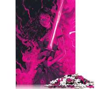 Puzzle carré de 500 pièces représentant Une Femme démoniaque guerrière avec Une épée, pour Adultes et Enfants, Jouets éducatifs en Bois, Jeux familiaux, 500 pièces (52 x 38 cm)