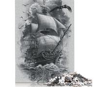 Puzzle carré de 500 pièces représentant Une traversée en mer agitée, en Bois, pour Adultes, Jeu éducatif Familial, 500 pièces (52 x 38 cm)