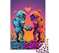 Puzzle carré de 500 pièces « Robot Love Affair » pour Adultes et Puzzles en Bois, Jeu éducatif, Jouet de défi, 500 pièces (52 x 38 cm)