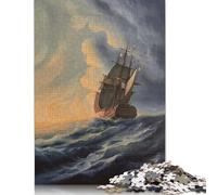 Puzzle carré de 500 pièces sur Le thème de la mer agitée pour Adultes, Puzzle en Bois, Jeu Stimulant, 500 pièces (52 x 38 cm), Cadeaux de Noël
