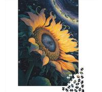 Puzzle carré de 500 pièces sur Le thème de l'univers et des tournesols, en Bois, idéal pour Les Adultes et Les Cadeaux de Noël (500 pièces, 52 x 38 cm).