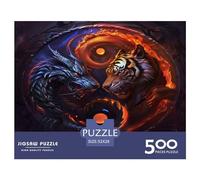 Puzzle carré de 500 pièces sur Le thème du Combat de Dragon et de Tigre pour Adultes, Puzzles en Bois, Jeux de défi Uniques, 500 pièces (52 x 38 cm)