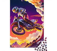 Puzzle carré de 500 pièces sur Le thème du Motocross Freestyle pour Adultes, Puzzle en Bois, Jeu de Manipulation, 500 pièces (52 x 38 cm)