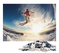 Puzzle carré de 500 pièces sur Le thème du Saut en Hauteur à Ski pour Adultes et Jeu éducatif en Bois (52 x 38 cm)