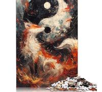 Puzzle carré de 500 pièces The Fox Yin et Yang pour adultes et puzzles en bois pour activités familiales 500 pièces (52x38 cm)