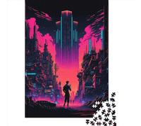 Puzzle carré de 500 pièces « Villes néon » pour Adultes, Puzzle en Bois, Jeu de défi Unique, 500 pièces (52 x 38 cm)