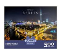 Puzzle carré de 500 pièces, Vue Nocturne de Berlin, pour Adultes, Puzzles en Bois, Jouets, décoration Murale, Cadeaux de Noël, 500 pièces (52 x 38 cm)