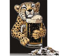 Puzzle carré de bière guépard 500 pièces pour Adultes et Puzzles en Bois, Jeu éducatif 500 pièces (52 x 38 cm)
