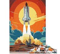 Puzzle carré de fusée vintage de 1000 pièces pour adultes, puzzle en bois, jeu pratique, 1000 pièces (75 x 50 cm)