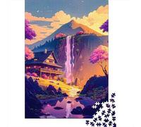 Puzzle carré de Style Japonais 1000 pièces pour Adultes, Puzzles en Bois, Meilleur Cadeau de Noël pour Adultes (75 x 50 cm)
