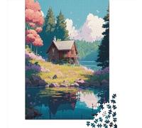 Puzzle carré de Style Japonais 500 pièces pour Adultes, Puzzle en Bois, Cadeau de Noël idéal pour Adultes (52 x 38 cm)