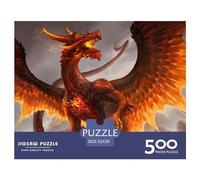 Puzzle carré Dragon en Cristal Rouge 500 pièces pour Adultes, Puzzle en Bois, Jouet éducatif et éducatif (500 pièces, 52 x 38 cm)