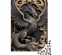 Puzzle carré Dragon Légende Dorée 1000 pièces pour Adultes et Jeu éducatif en Bois (75 x 50 cm)