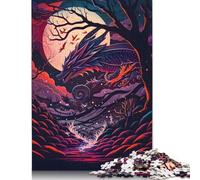 Puzzle carré Dragon Moonlight 1000 pièces pour Adultes, Puzzle en Bois, Jeu Pratique 1000 pièces (75 x 50 cm)