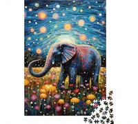 Puzzle carré éléphant de 1000 pièces pour Adultes, Puzzle en Bois éducatif, Jeu Familial, 1000 pièces (75 x 50 cm)