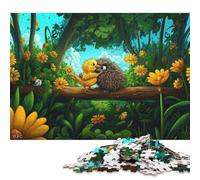 Puzzle carré en Bois créatif de 1000 pièces représentant Un hérisson et Son Poussin, pour Adultes : Jeu éducatif et Stimulant (75 x 50 cm).