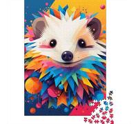 Puzzle carré en Bois créatif de 500 pièces sur Le thème du hérisson, pour Adultes : Jeu éducatif et Stimulant (52 x 38 cm).