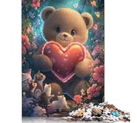 Puzzle carré en Bois de 1 000 pièces représentant Un Ours en Peluche Mignon, idéal pour Les Adultes et Les Enfants, idéal comme Cadeau de Noël (75 x 50 cm).
