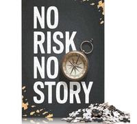 Puzzle carré en Bois de 1000 pièces « Pas de Risque, Pas d'histoire » représentant Une Boussole, pour Adultes, Jouet éducatif (75 x 50 cm).