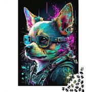 Puzzle carré en Bois de 1000 pièces représentant Un Chien mécanique coloré, pour Adultes et Toute la Famille (75 x 50 cm).