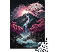 Puzzle carré en Bois de 500 pièces, Motif Fleurs de Cerisier, Style Japonais, pour Adultes. Jeu de Puzzle Stimulant. 500 pièces (52 x 38 cm). Idée Cadeau de Noël.