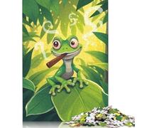 Puzzle carré en Bois de 500 pièces pour Adultes, activité familiale, Motif Gecko et Cigare (52 x 38 cm).
