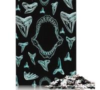 Puzzle carré en Bois de 500 pièces représentant des Dents et Une mâchoire de Requin, pour Adultes. Jeu de défi Unique. 500 pièces (52 x 38 cm).