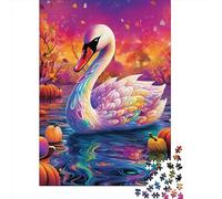 Puzzle carré en Bois de 500 pièces représentant Un Cygne, pour Adultes. Jeu de Puzzle Unique et Stimulant. 500 pièces (52 x 38 cm).