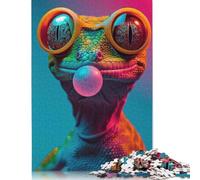 Puzzle carré Gecko Bubblegum 1000 pièces pour Adultes et Enfants, Cadeaux de Noël (75 x 50 cm)