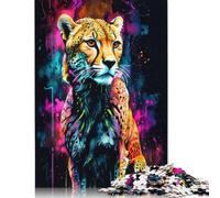 Puzzle carré guépard néon 1000 pièces pour Adultes, Puzzles en Bois, Jouets de Divertissement Familial 1000 pièces (75 x 50 cm)