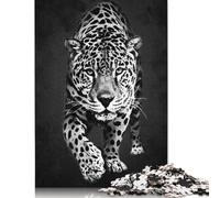 Puzzle carré guépard Noir 500 pièces pour Adultes, Puzzle en Bois éducatif pour Enfants 500 pièces (52 x 38 cm)