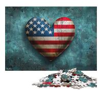Puzzle carré « J’Aime l’Amérique » de 1000 pièces pour Adultes et Enfants, idéal comme Cadeau de Noël (38 x 26 cm).