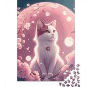 Puzzle carré Japonais de 1000 pièces représentant Un Chat, en Bois, pour Adultes et Enfants. Idée Cadeau de Noël. 1000 pièces (75 x 50 cm).