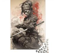 Puzzle carré Japonais Geisha Samurai 1000 pièces pour Adultes, Puzzle en Bois éducatif, Jeu Familial, 1000 pièces (75 x 50 cm)