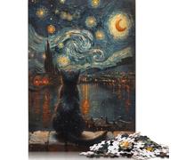 Puzzle carré La Nuit étoilée et Le Chat 500 pièces pour Adultes et Puzzles en Bois Jouets éducatifs Jeux familiaux 500 pièces (52 x 38 cm)