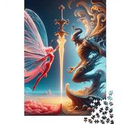 Puzzle carré « L'Épée du Destin » de 500 pièces pour Adultes, Puzzle en Bois, Jeu de Manipulation, 500 pièces (52 x 38 cm)