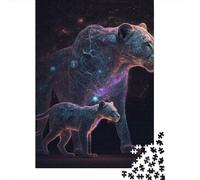 Puzzle carré Lionne Nuit Étoilée 1000 pièces pour Adultes, Jeu éducatif en Papier, 38 x 26 cm