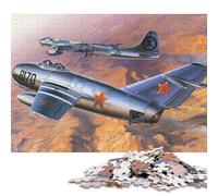 Puzzle carré Mikoyan Gurevich MiG15 de 1000 pièces pour Adultes et Jeux éducatifs en Bois pour Toute la Famille (75 x 50 cm).