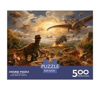 Puzzle carré Monde des Dinosaures 500 pièces pour Adultes et Enfants, en Bois, idéal comme Cadeau de Noël (500 pièces, 52 x 38 cm)